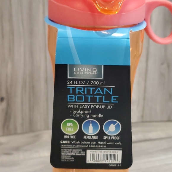 Living Solutions 24 oz Tritan Bottle - Orange - Picture 2 of 3